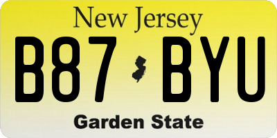 NJ license plate B87BYU