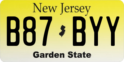 NJ license plate B87BYY
