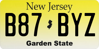 NJ license plate B87BYZ