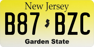 NJ license plate B87BZC