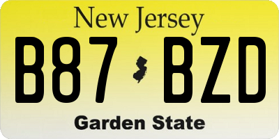 NJ license plate B87BZD