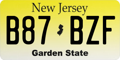 NJ license plate B87BZF