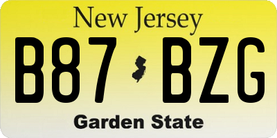NJ license plate B87BZG