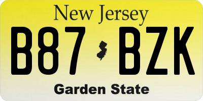 NJ license plate B87BZK
