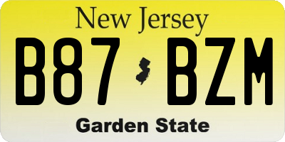 NJ license plate B87BZM
