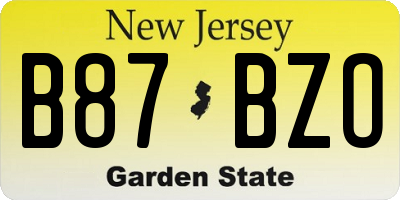 NJ license plate B87BZO