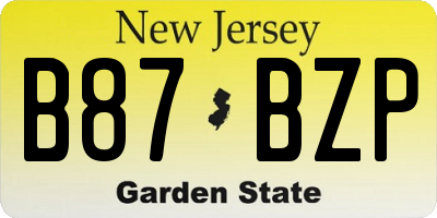 NJ license plate B87BZP