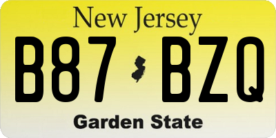 NJ license plate B87BZQ