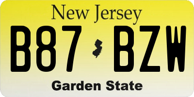 NJ license plate B87BZW