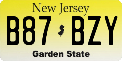NJ license plate B87BZY