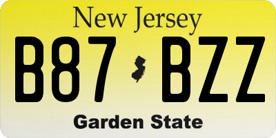 NJ license plate B87BZZ
