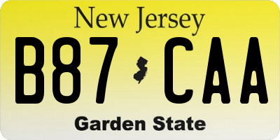 NJ license plate B87CAA