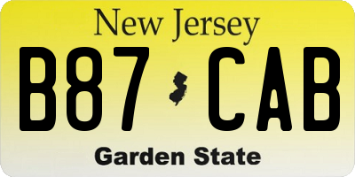 NJ license plate B87CAB