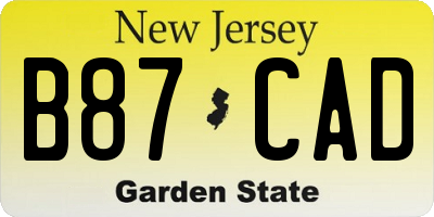 NJ license plate B87CAD