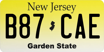 NJ license plate B87CAE