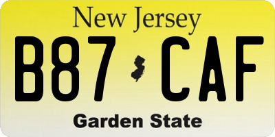 NJ license plate B87CAF
