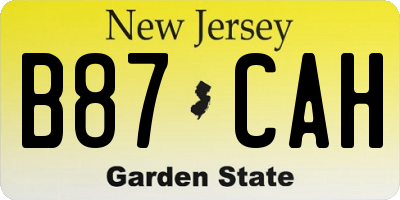NJ license plate B87CAH