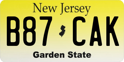 NJ license plate B87CAK