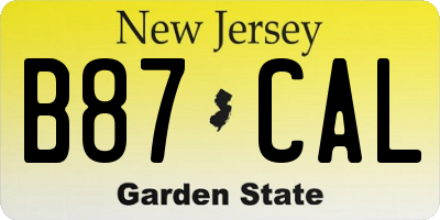 NJ license plate B87CAL