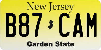 NJ license plate B87CAM