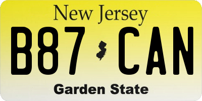 NJ license plate B87CAN