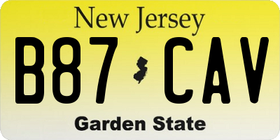 NJ license plate B87CAV