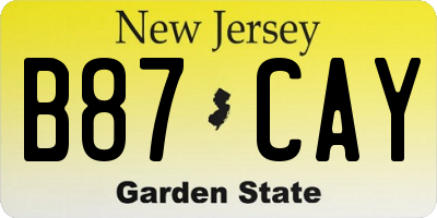 NJ license plate B87CAY