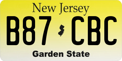 NJ license plate B87CBC