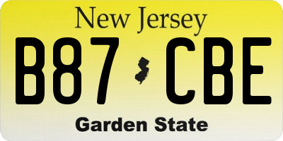 NJ license plate B87CBE