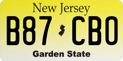 NJ license plate B87CBO