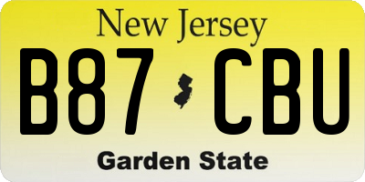 NJ license plate B87CBU