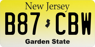 NJ license plate B87CBW