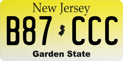 NJ license plate B87CCC