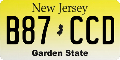 NJ license plate B87CCD