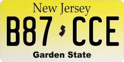 NJ license plate B87CCE