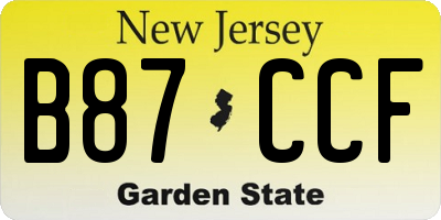 NJ license plate B87CCF