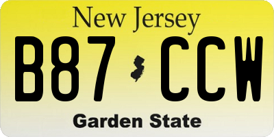 NJ license plate B87CCW