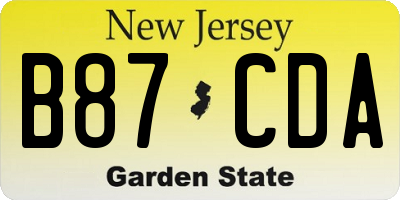NJ license plate B87CDA