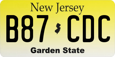 NJ license plate B87CDC