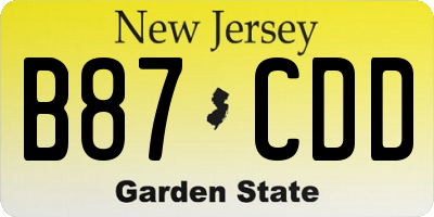 NJ license plate B87CDD