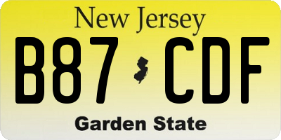 NJ license plate B87CDF