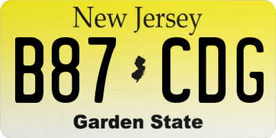 NJ license plate B87CDG