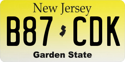 NJ license plate B87CDK