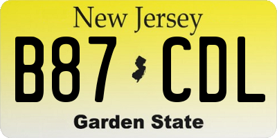 NJ license plate B87CDL