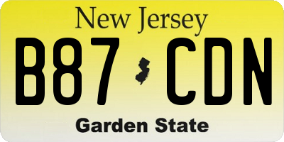 NJ license plate B87CDN