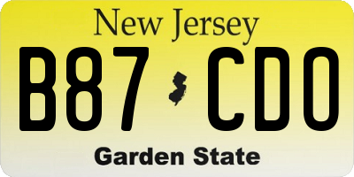 NJ license plate B87CDO