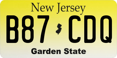 NJ license plate B87CDQ