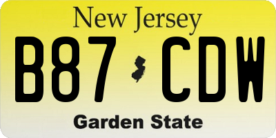 NJ license plate B87CDW