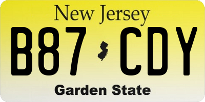 NJ license plate B87CDY