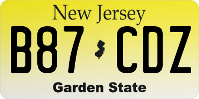 NJ license plate B87CDZ